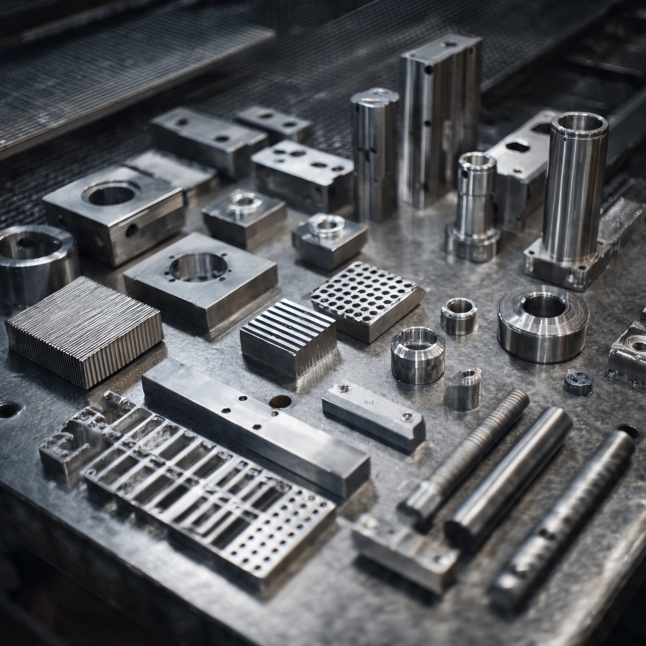 Metalowe elementy obrabiane w zakładzie mechanicznym